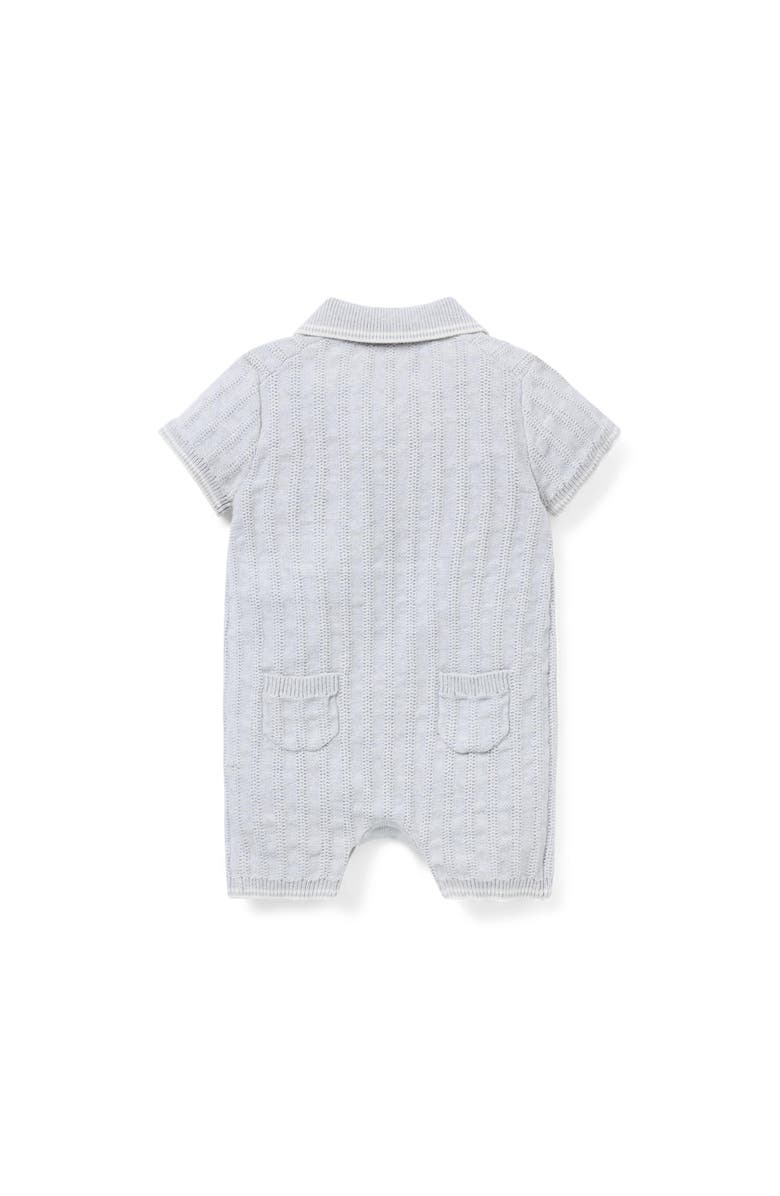 Janie and Jack Baby Collared Knit Romper, Alternate, color, Grey
