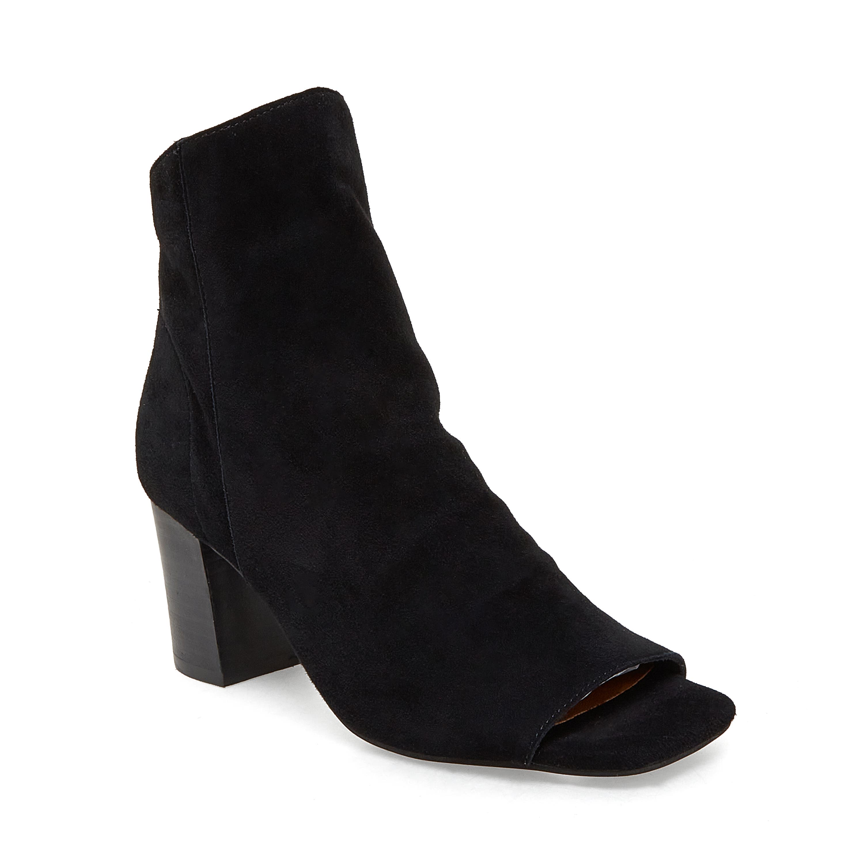 Cilba Open Toe Bootie, Main, color, Black Suede