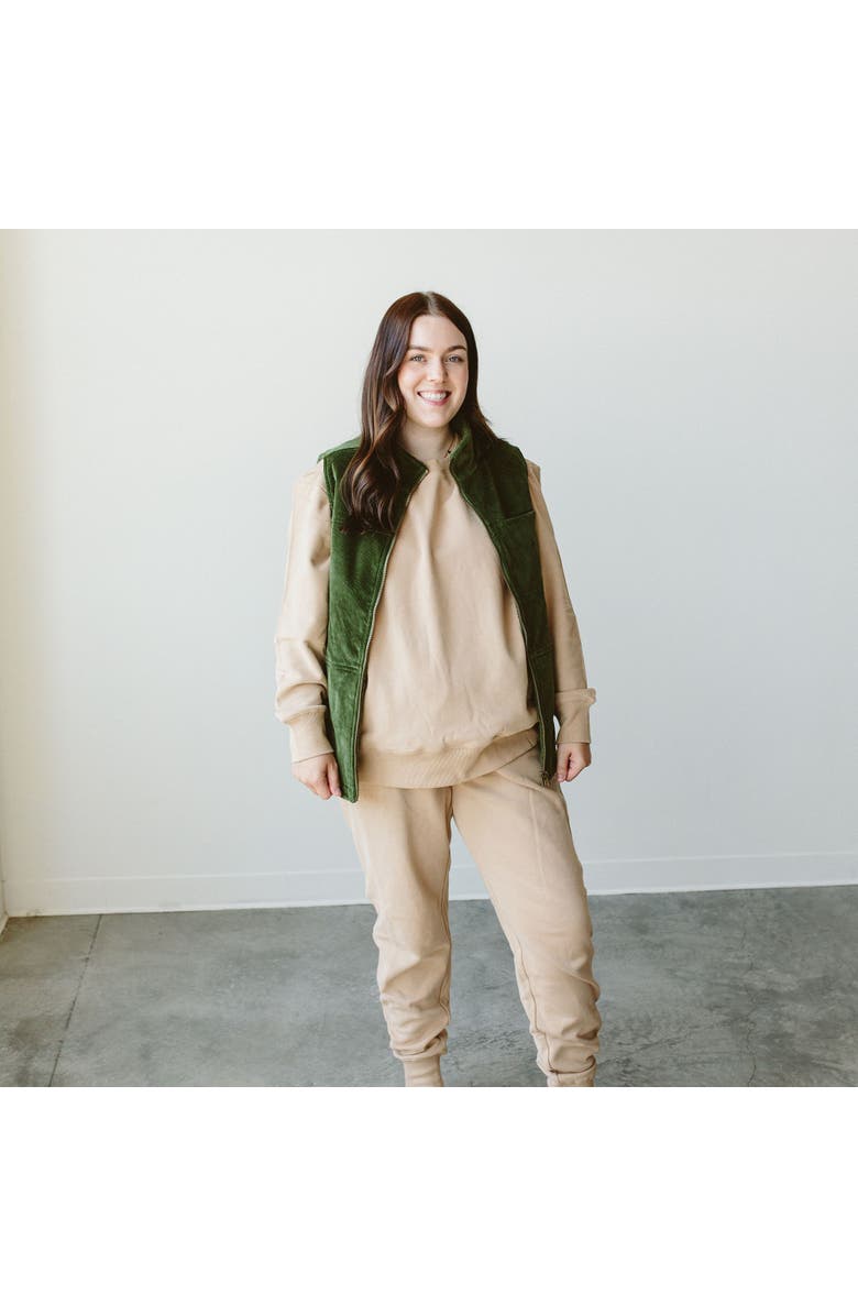 goumikids adult corduroy + faux shearling reversible vest - spruce, Alternate, color, Spruce