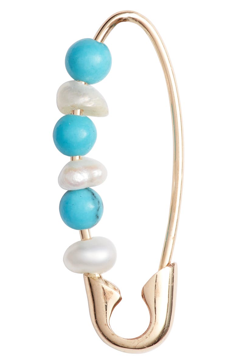 Loren Stewart Friendship Safety Pin Earring, Alternate, color, Gold/ Turquoise