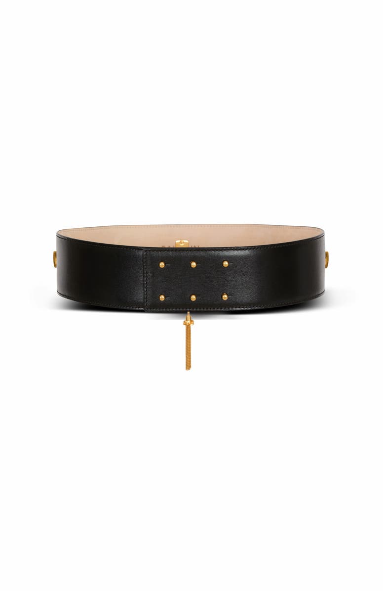 Balmain Sync Leather Belt, Alternate, color, Black