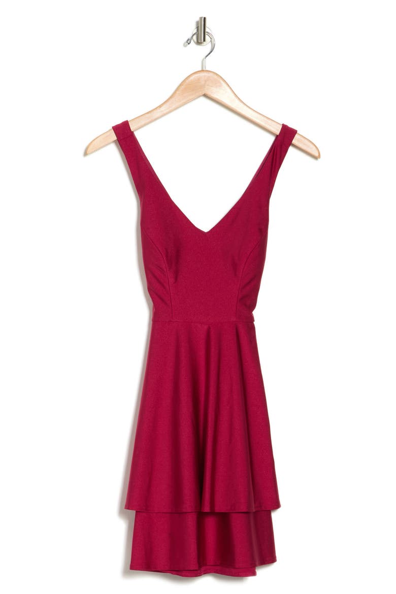 V-Neck Skater Dress, Alternate, color, SCARLETT