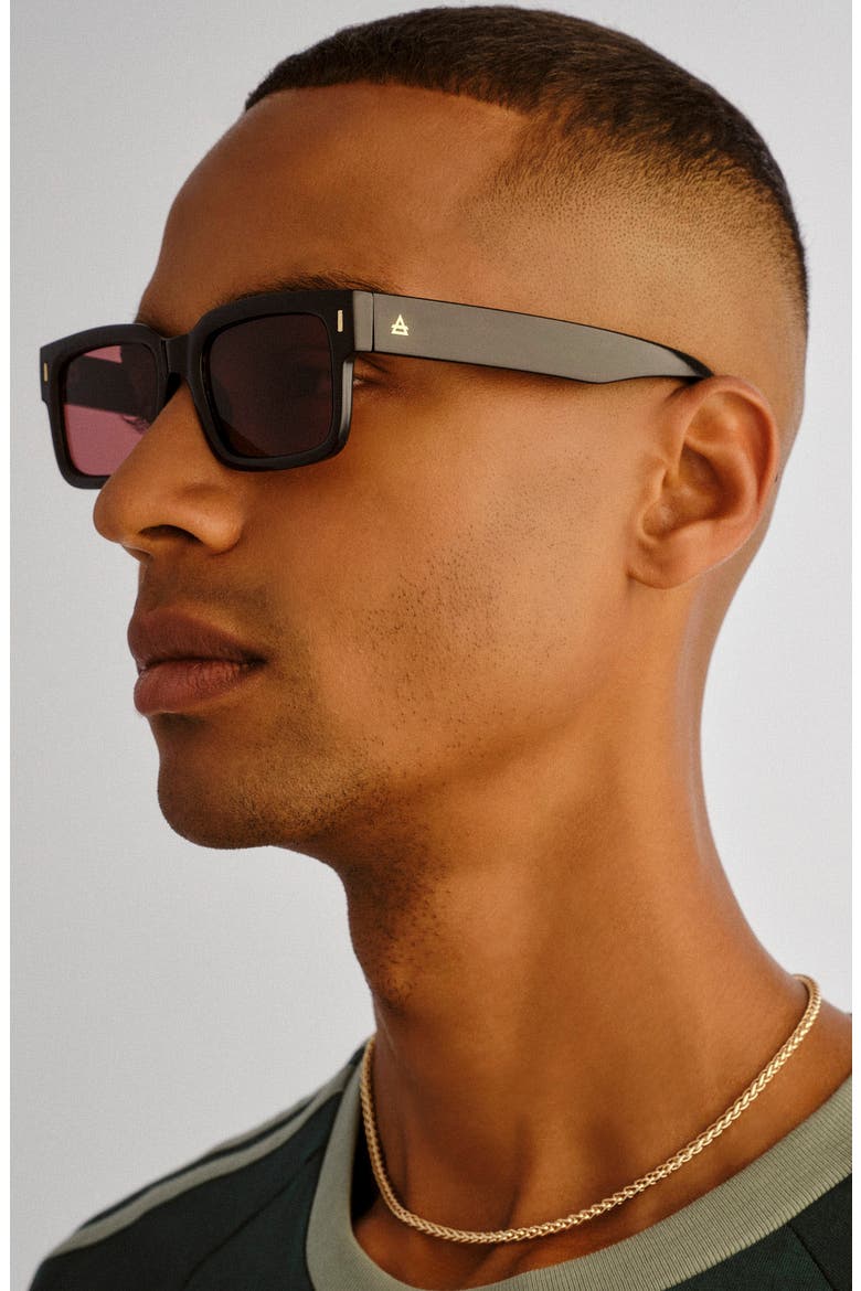 Castor 51mm D-Frame Sunglasses, Alternate, color, BLACK / RUST MONO
