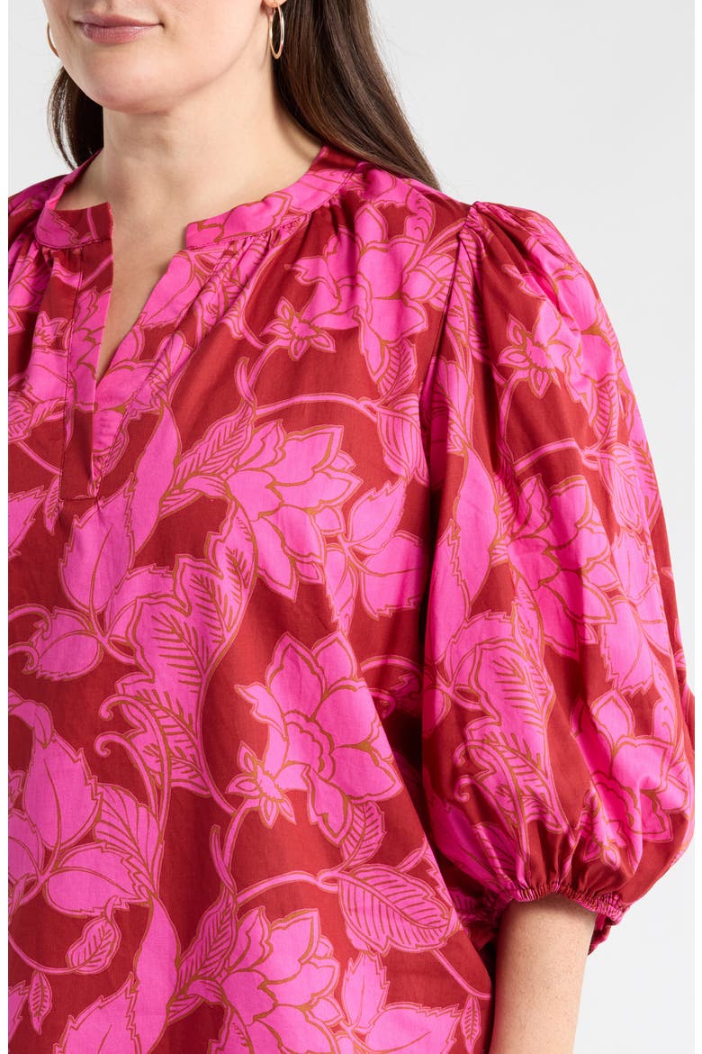 Craney Floral Print Top, Alternate, color, BURG-PINK