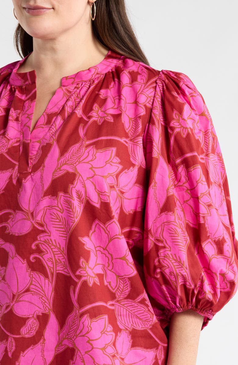 SUGARLIPS Craney Floral Print Top, Alternate, color, Burg-Pink