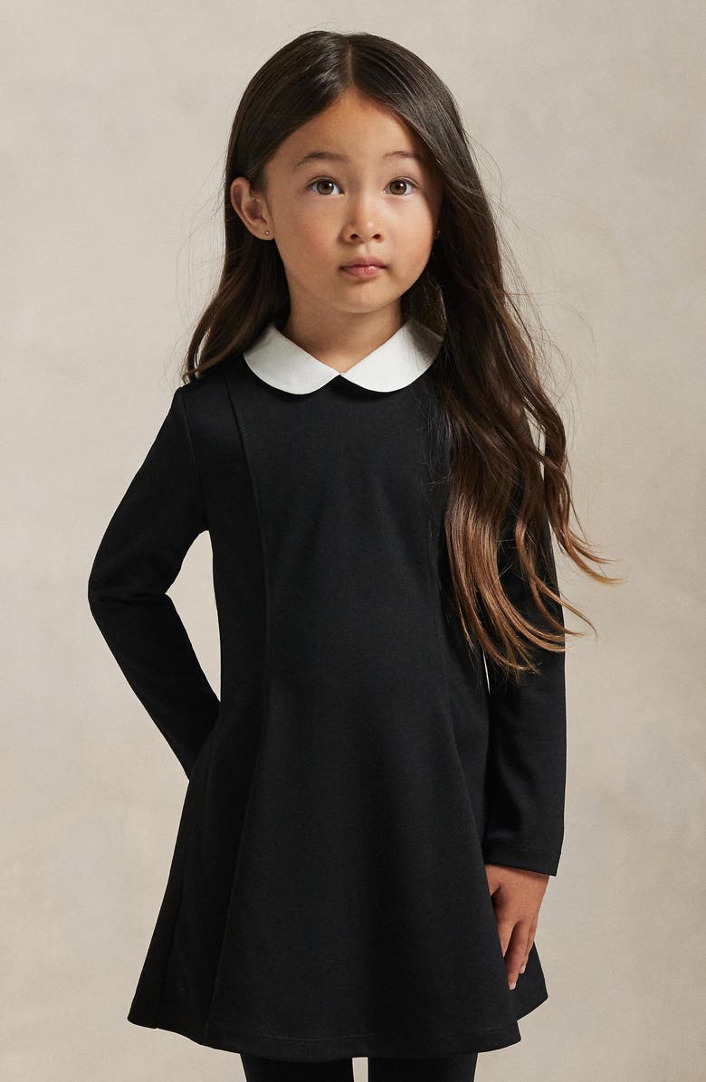 Polo Ralph Lauren Kids' Long Sleeve Ponte Roma Dress, Alternate, color, Polo Black