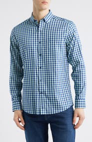 Johnston & Murphy XC4® Two-Tone Gingham Performance Button-Down Shirt