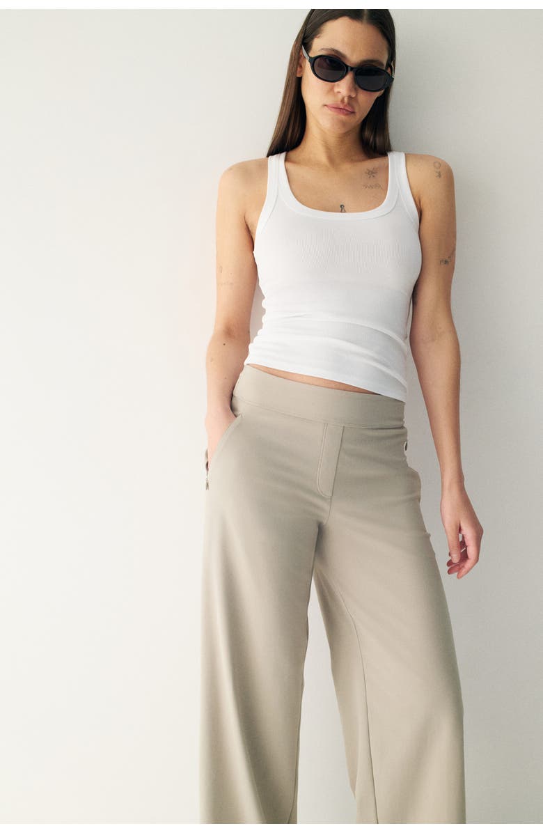 H&M Four-way Stretch Wide Trousers, Alternate, color, Beige