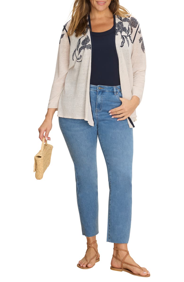 NIC+ZOE Inked Blooms Convertible Cardigan, Alternate, color, Cream Multi