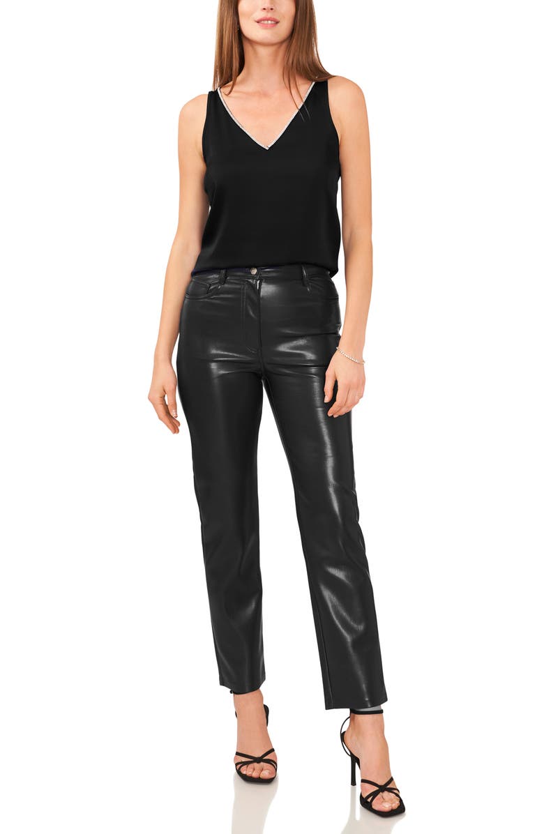 Vince Camuto Rhinestone Trim Sleeveless Top, Alternate, color,