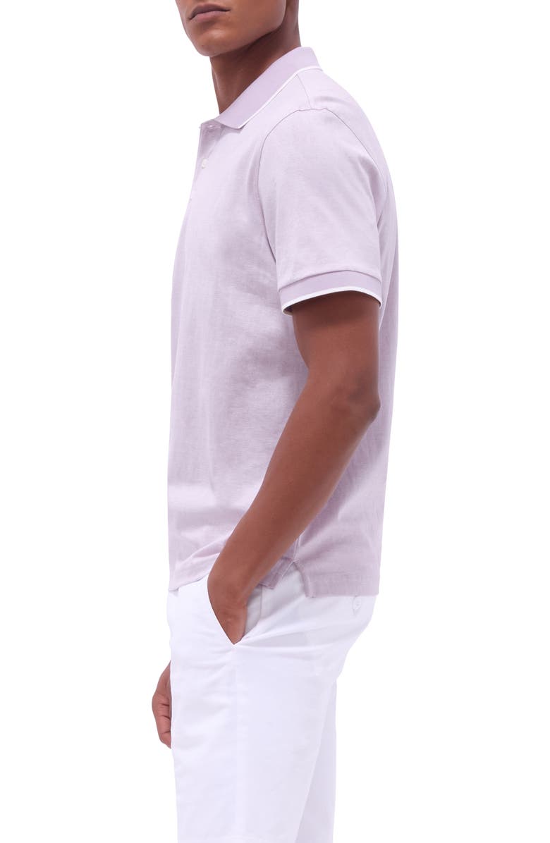 Bugatchi Tipped Piqué Cotton Polo, Alternate, color, Lilac