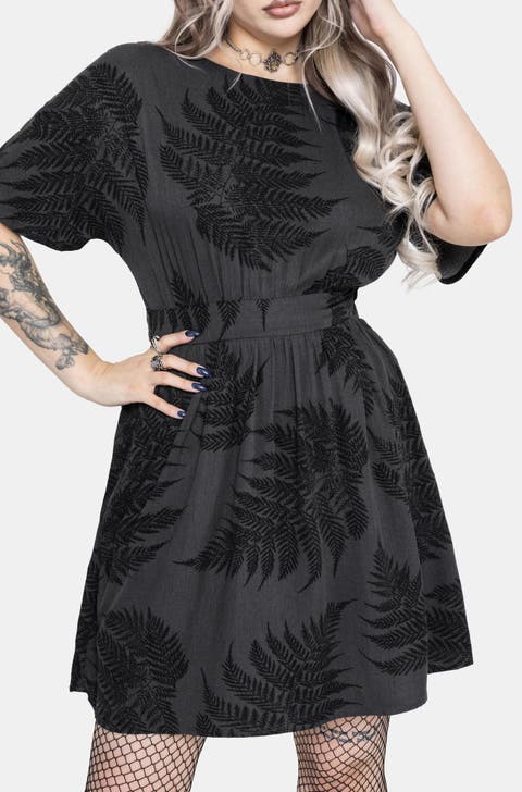 Ruin Fern Printed Tie Back Mini Dress