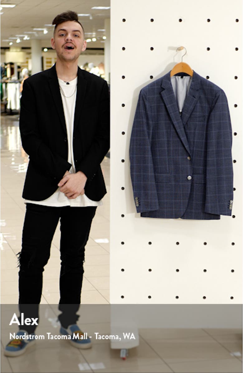 Hartlay Trim Fit Windowpane Wool Sport Coat, sales video thumbnail