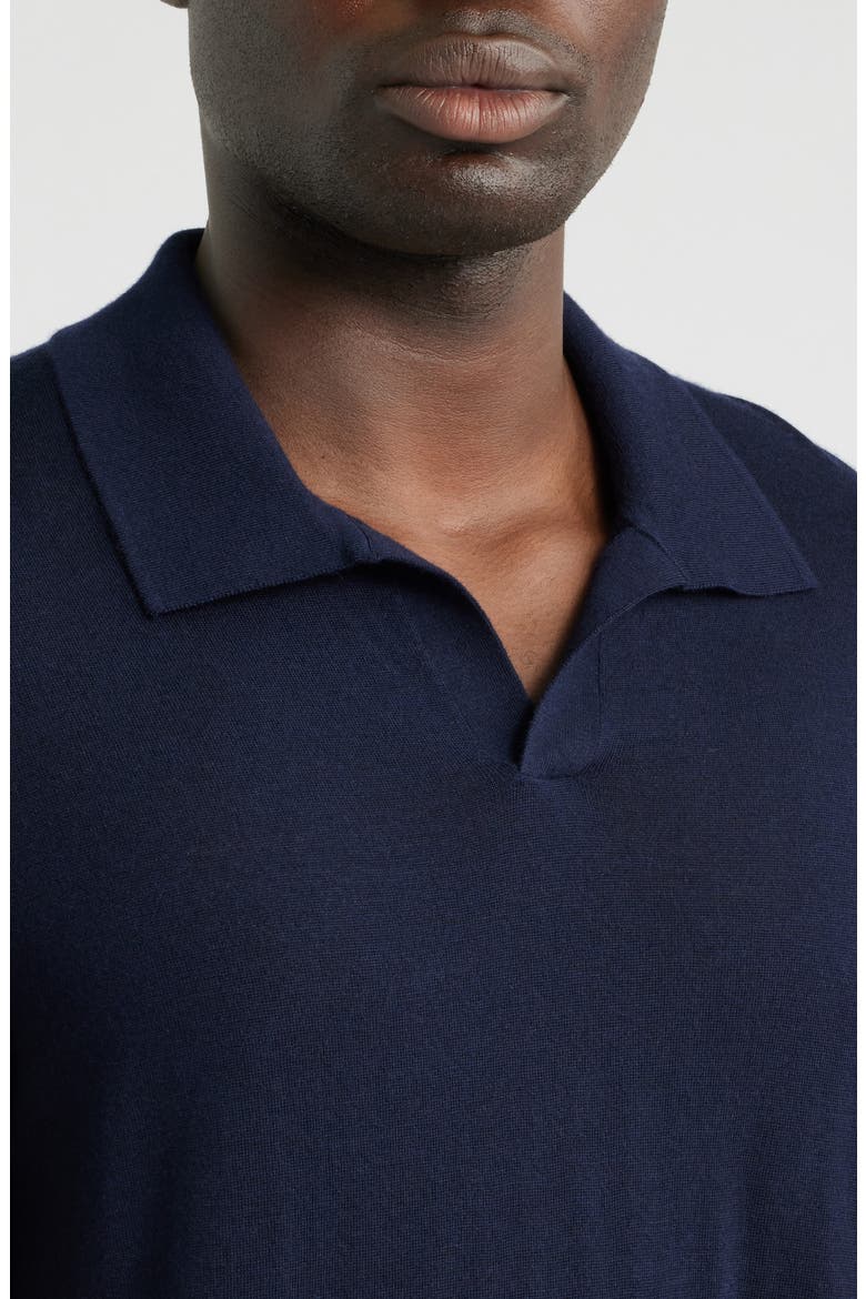Merino Wool Polo Sweater, Alternate, color, NAVY
