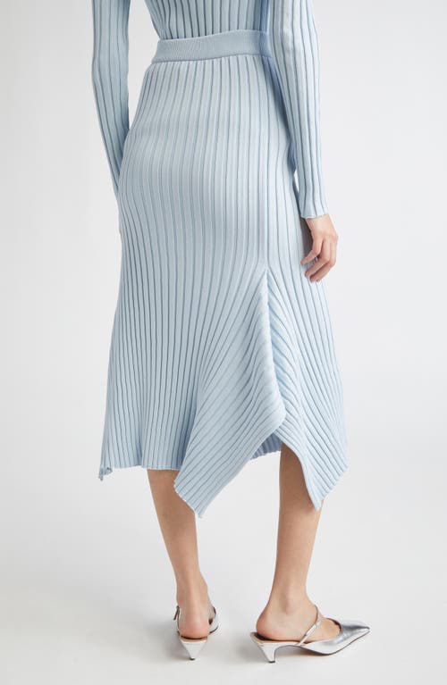 Stella Mccartney Asymmetric Ribbed Organic Cotton Midi Skirt In Blue