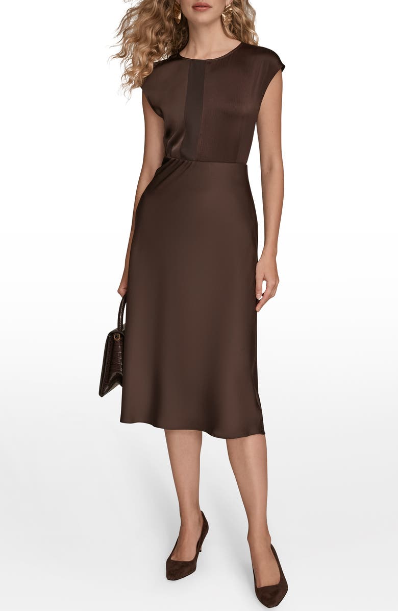 Donna Karan New York Satin Midi Skirt, Alternate, color, Chocolate Plum