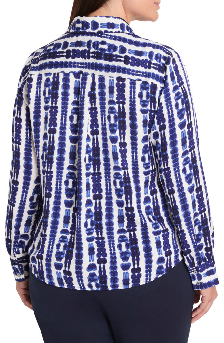 NIC+ZOE Shibori Stripe Pullover Blouse, Alternate, color, Indigo Multi