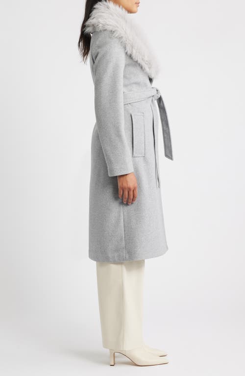 Sam Edelman Belted Faux Fur Collared Coat In Gray