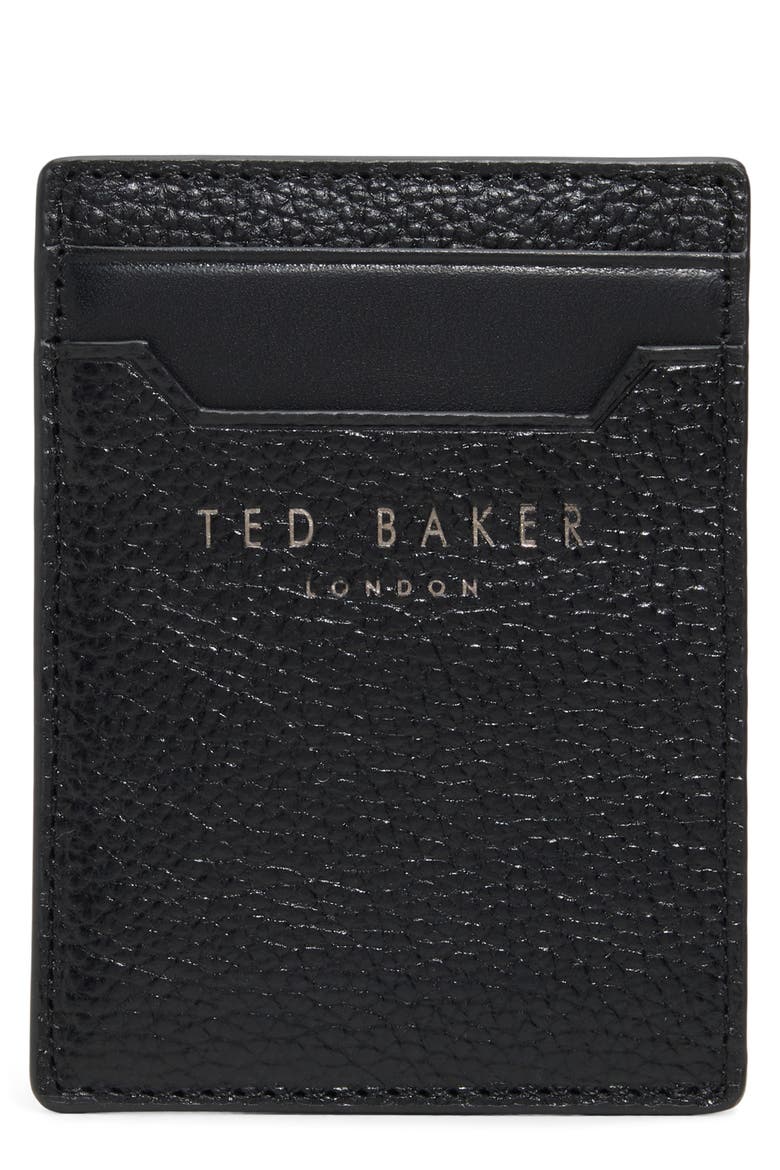 Leather Card Case & Money Clip Set, Main, color, BLACK