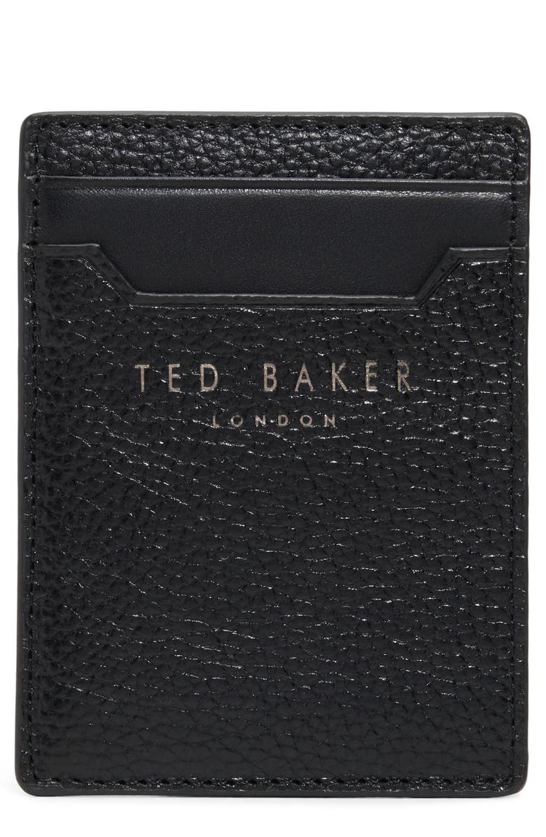 Ted Baker Leather Card Case & Money Clip Set, Main, color, Black