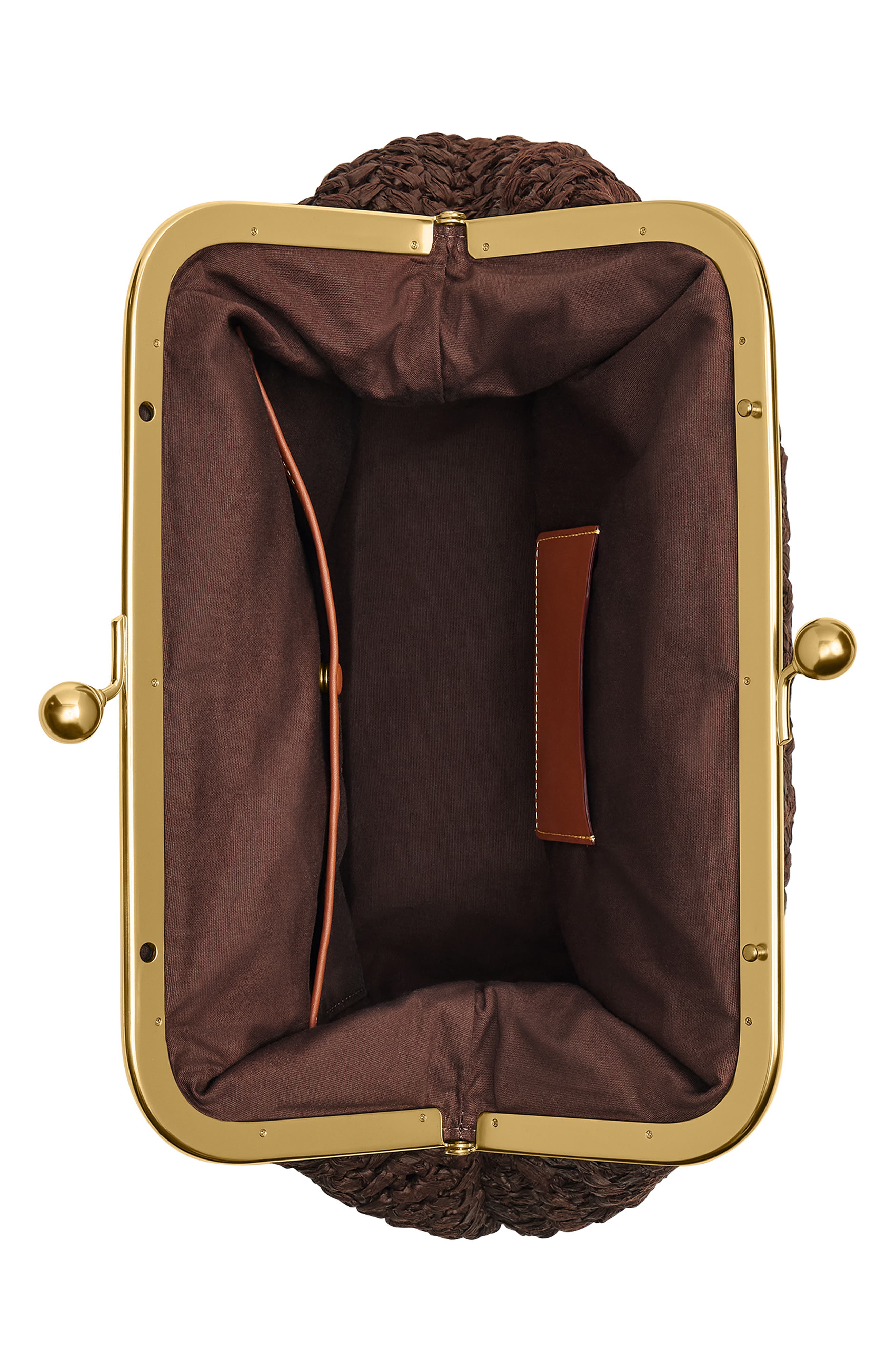 COACH Large Kisslock Woven Straw Frame Bag, Alternate, color, B4/ Maple