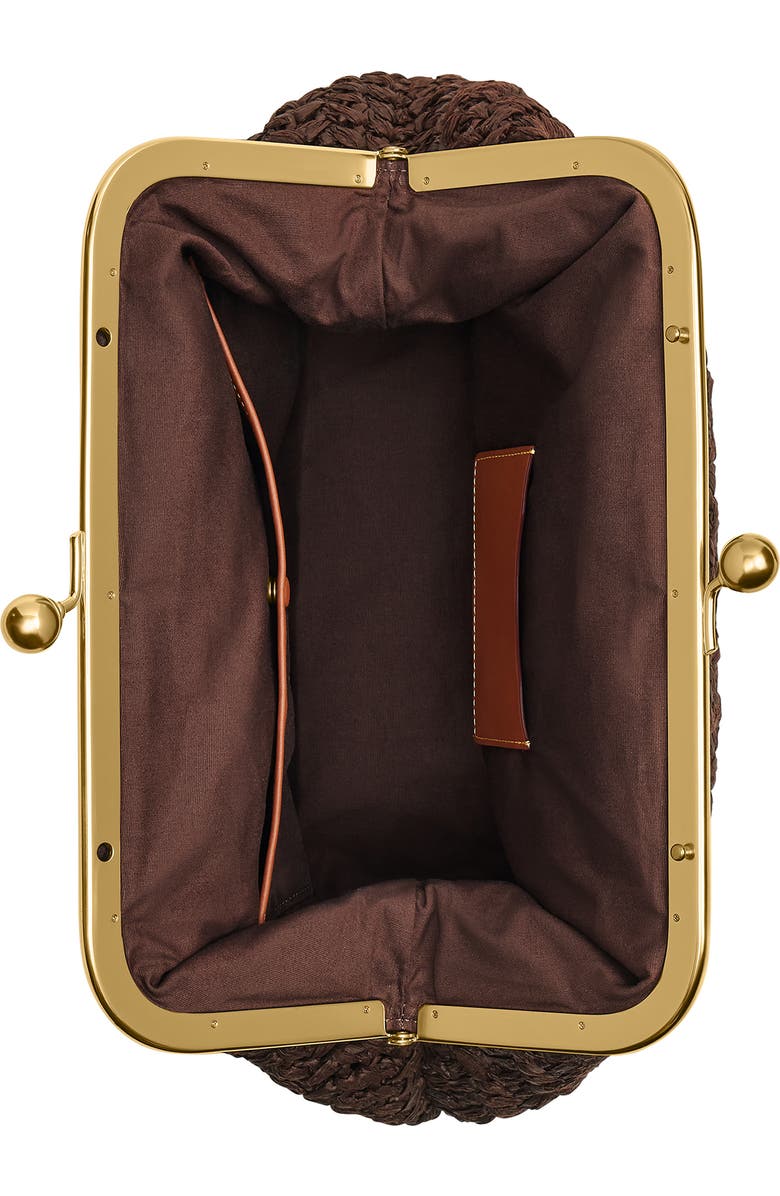 COACH Large Kisslock Woven Straw Frame Bag, Alternate, color, B4/ Maple