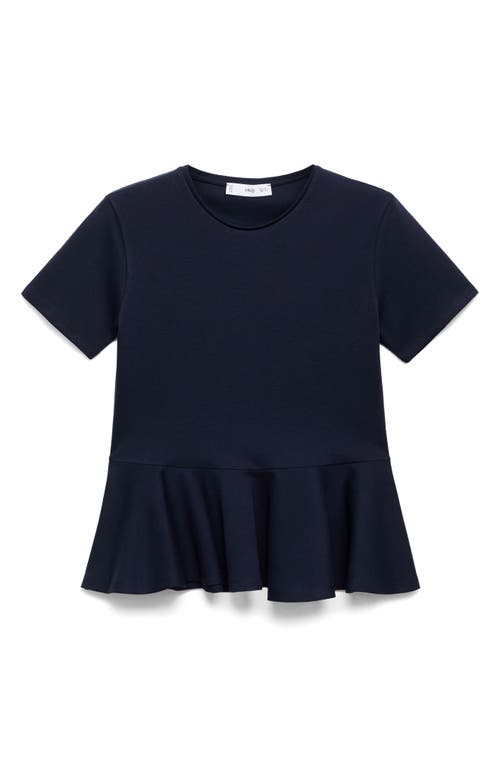 Mango Short Sleeve Peplum T-shirt In Blue