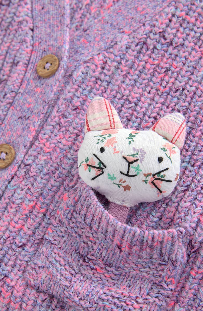 NEXT Kids' Pocket Kitten Embellished Marled Cardigan, Alternate, color,