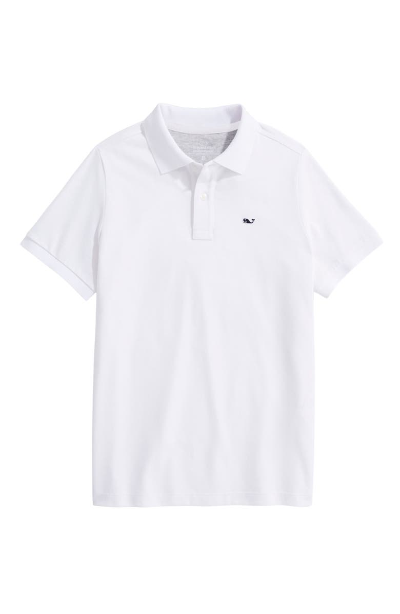 vineyard vines Kids' Edgartown Piqué Performance Polo, Main, color, White Cap