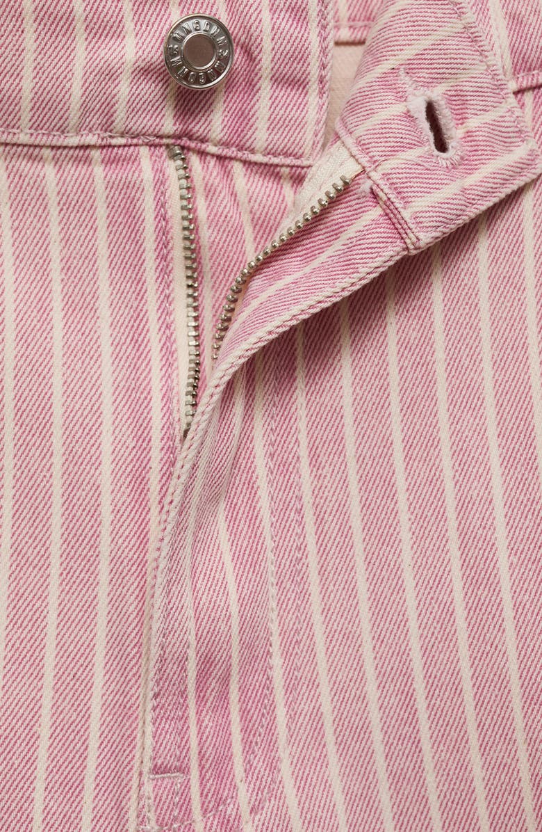 MANGO Stripe High Waist Denim Shorts, Alternate, color, 