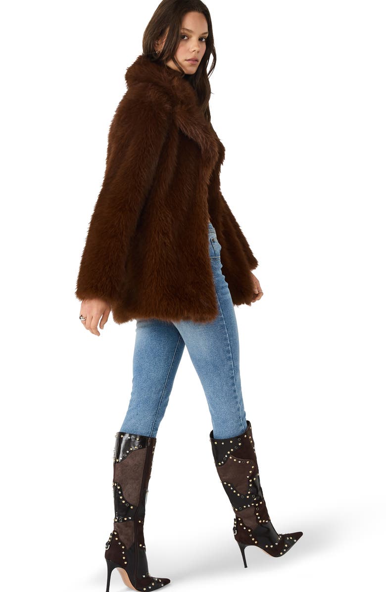 Steve Madden Kindra Faux Fur Coat, Alternate, color, Brown