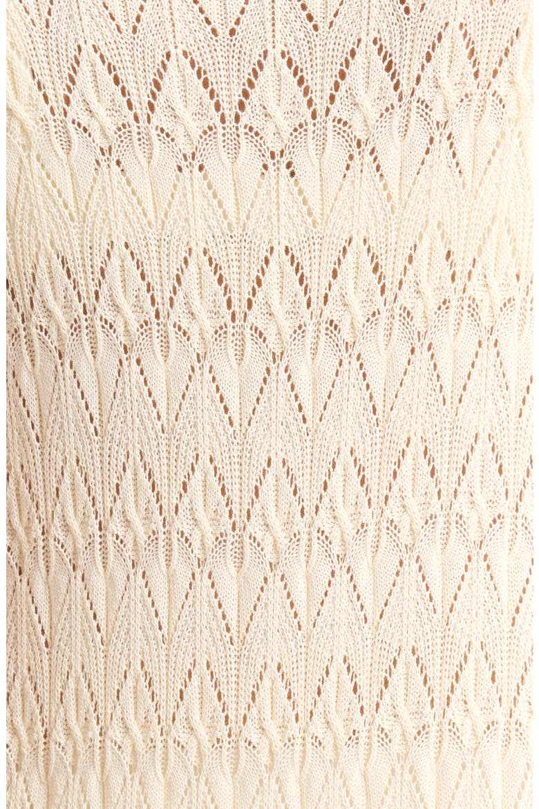 Sleeveless Tie Front Pointelle Cover-Up, Alternate, color, NATURAL
