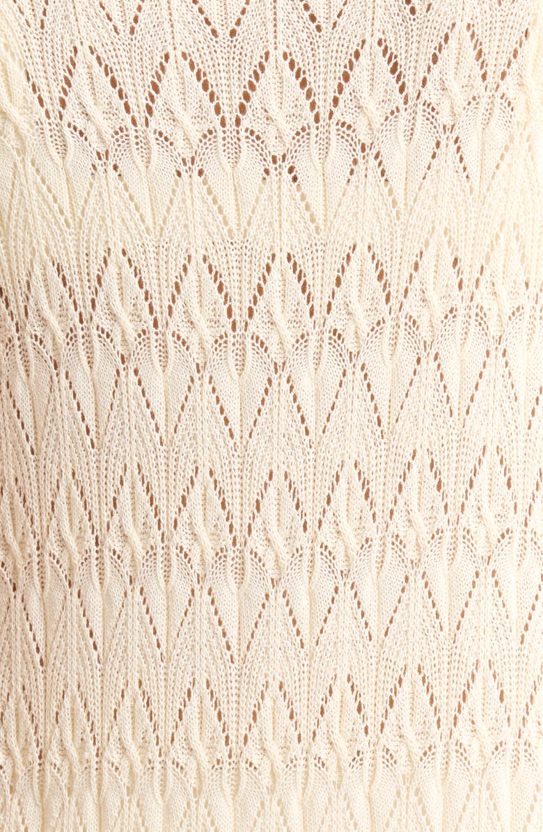 Elan Sleeveless Tie Front Pointelle Cover-Up, Alternate, color, Natural