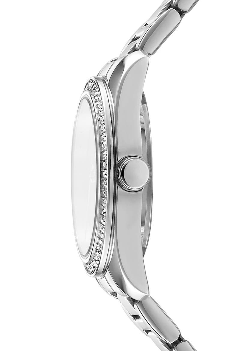 Evening Crystal Bezel Bracelet Watch, 28mm, Alternate, color, BLACK