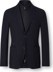 ZEGNA High Performance™ Wool & Cotton Jersey Sport Coat with Removable Leather Bib