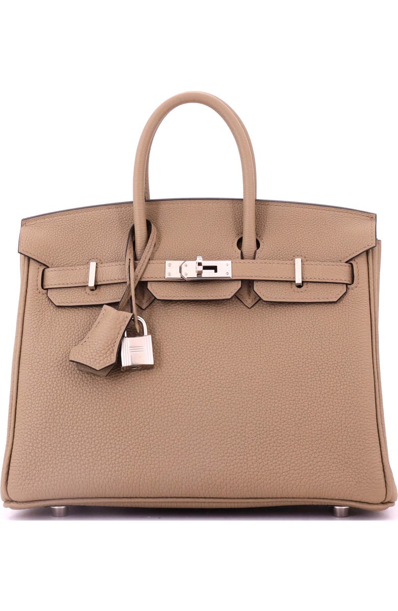 Pre-Owned Hermes Birkin Handbag Brown Togo with Palladium Hardware 25, Main, color,