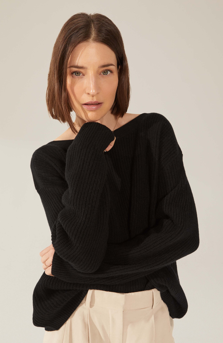 Italic Lila Chunky Cashmere Sweater, Alternate, color,