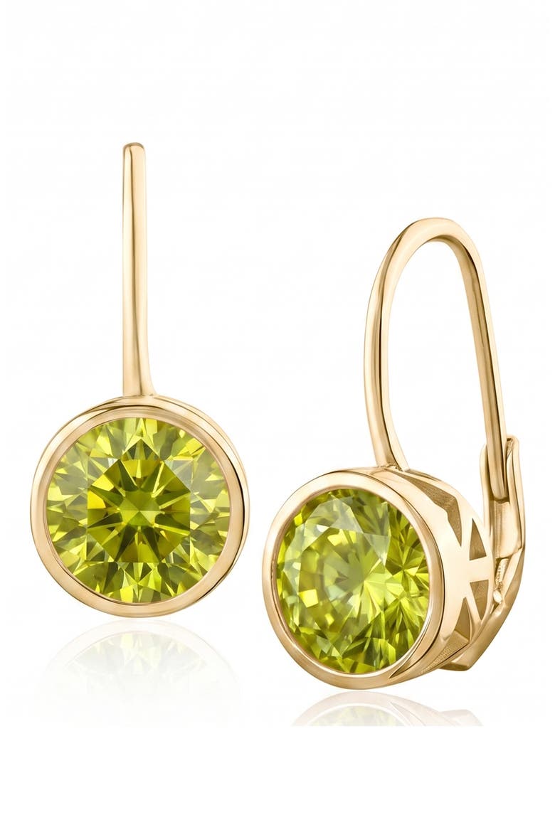 5 cttw Round Bezel Cubic Zirconia Drop Earrings, Main, color, PERIDOT/GOLD