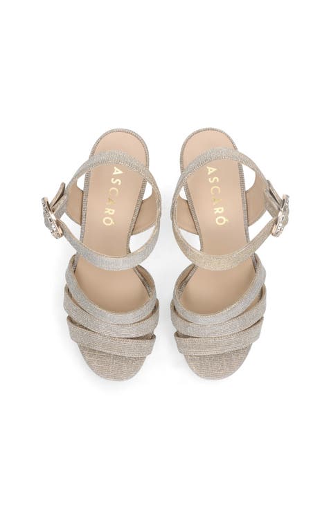 Block Heel Glitzy Buckle Sandal