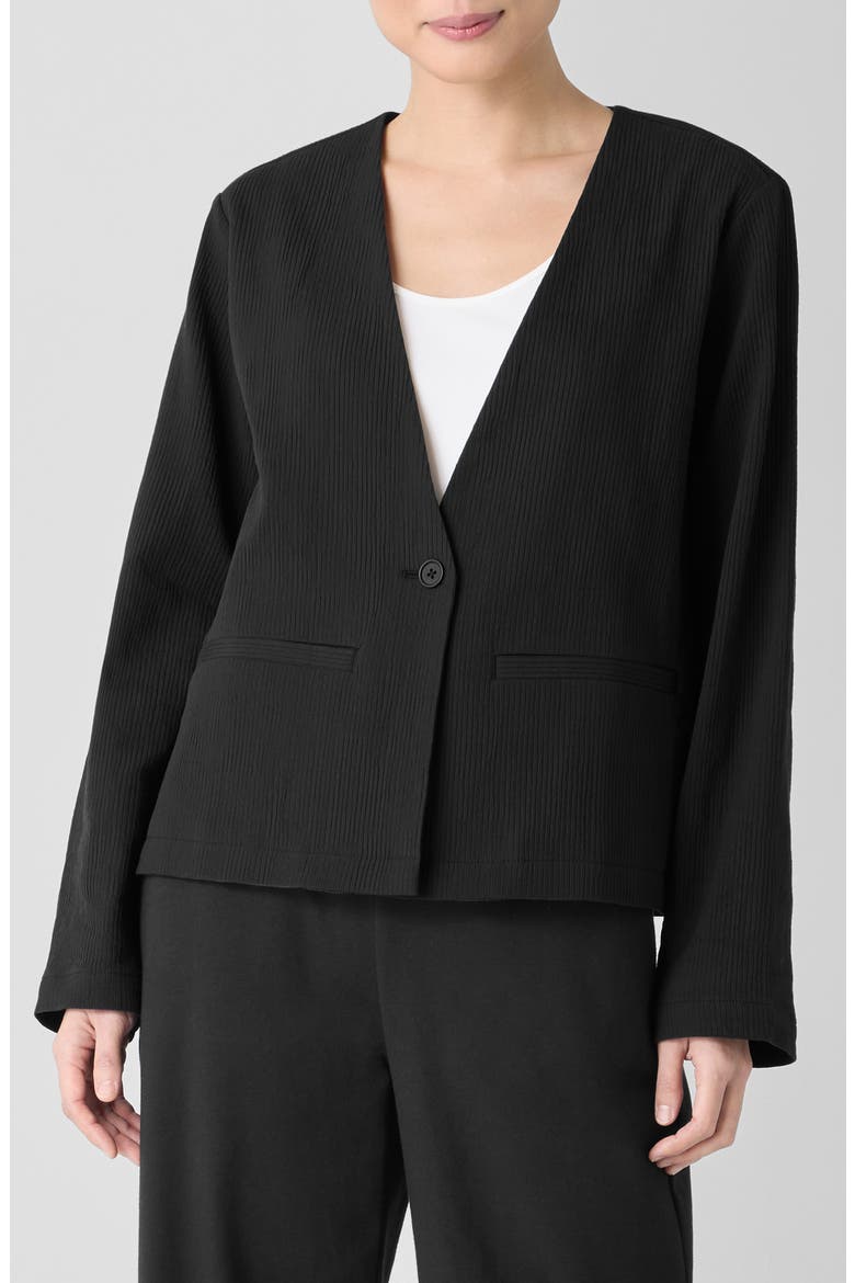 V-Neck Organic Cotton Jacket, Main, color, BLACK