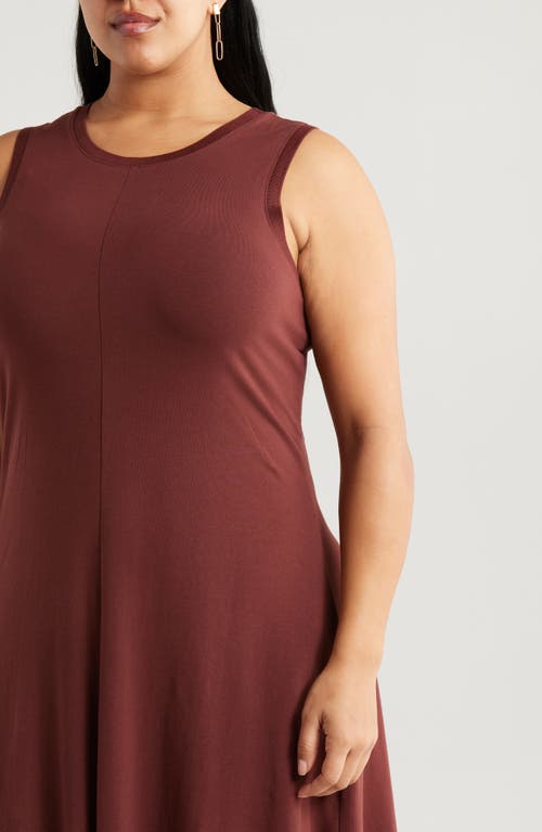 Nordstrom Sleeveless Cotton Knit Dress In Brown Raisin