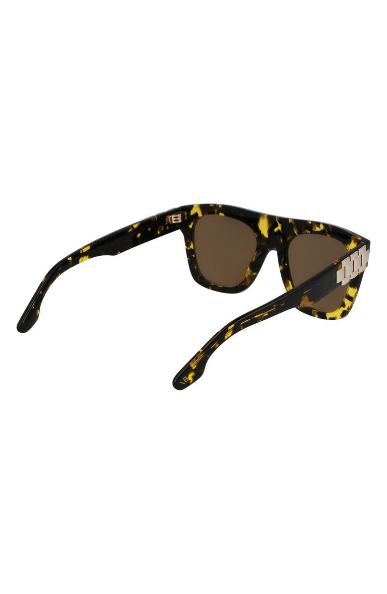 Victoria Beckham Chain Pouch 52mm Modified Rectangular Sunglasses, Alternate, color, Black Yellow Havana