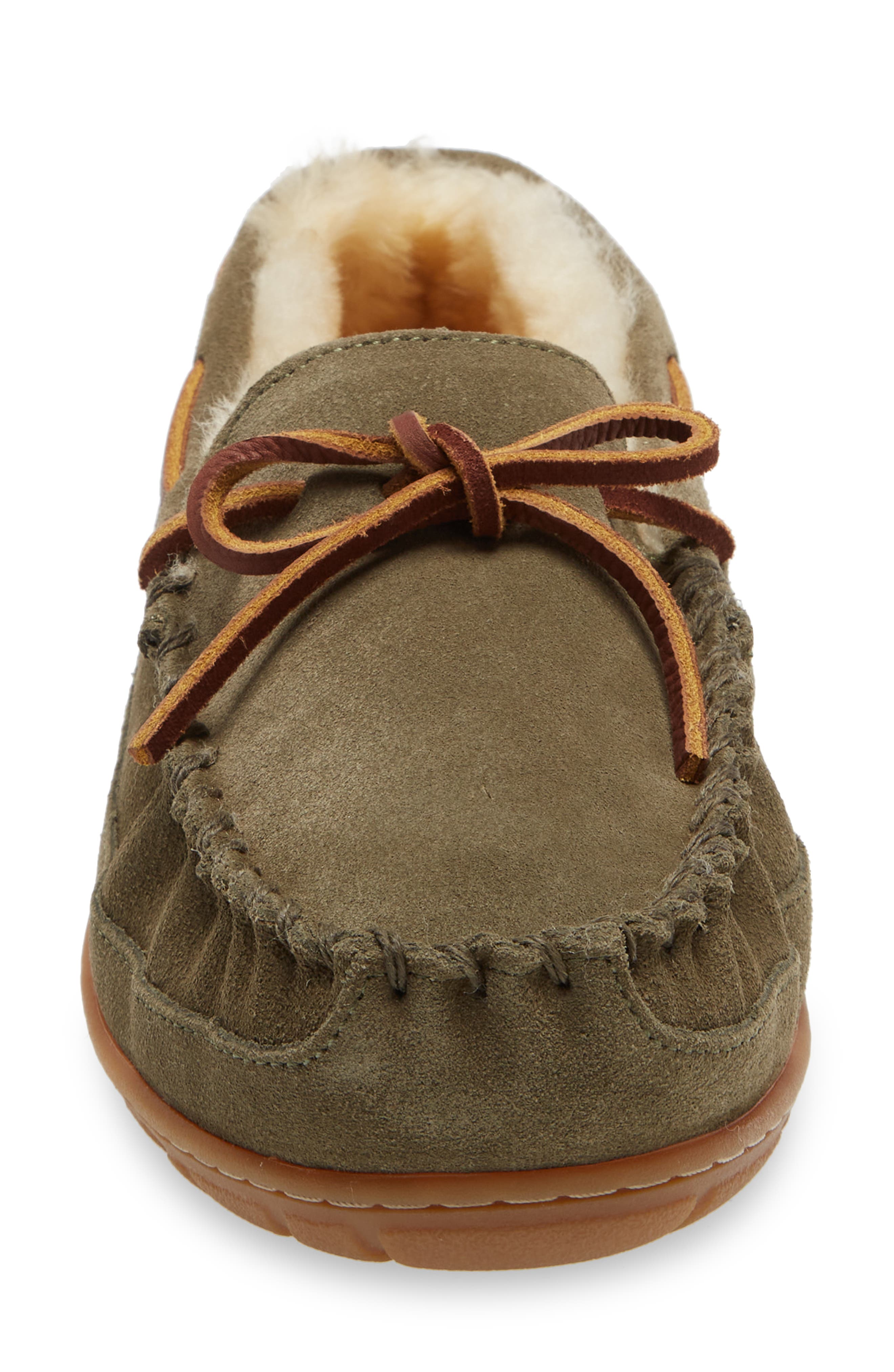 Wicked Good Moccasin Slipper, Alternate, color, KELP GREEN