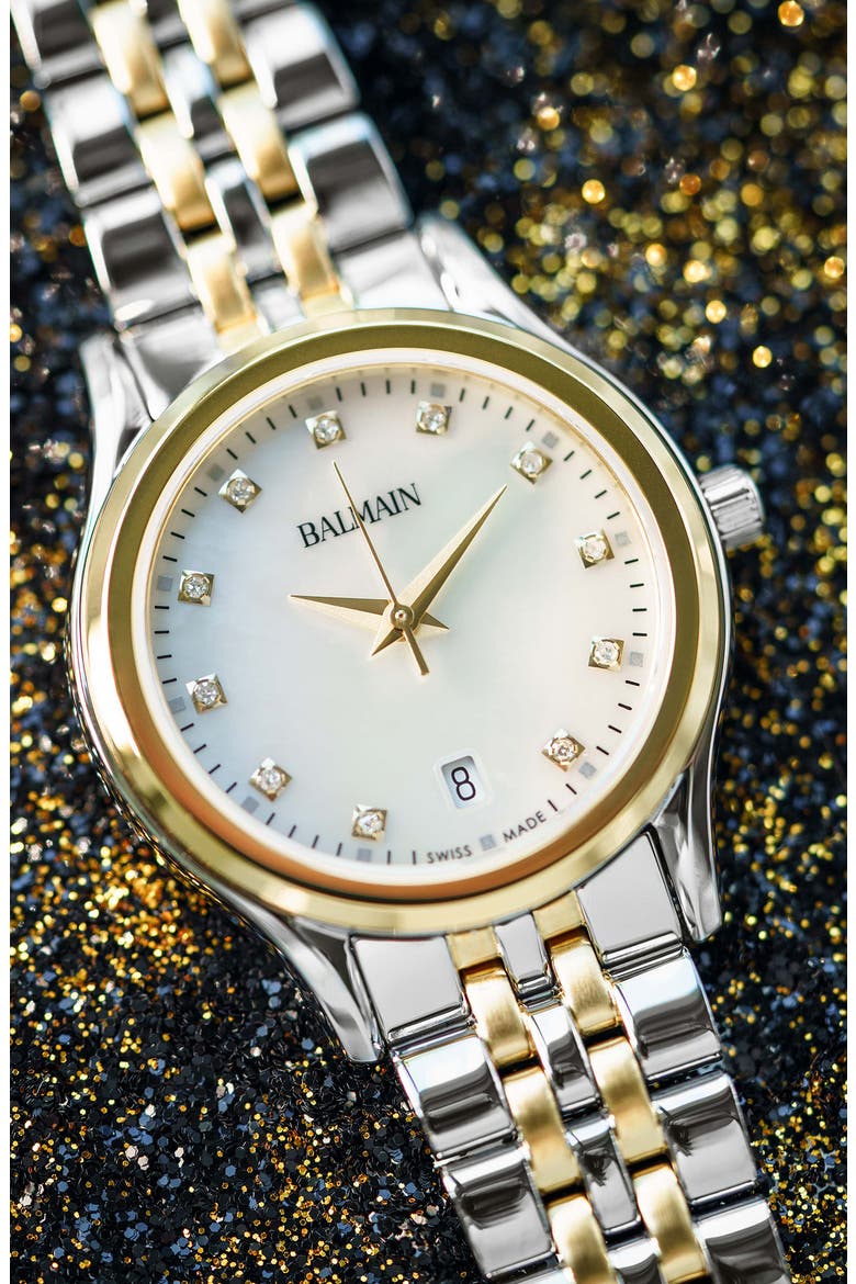 Beleganza Diamond Two-Tone Bracelet Watch, 27.5mm, Alternate, color, TWO TONE