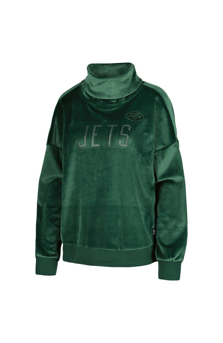 DKNY SPORT Women's DKNY Sport  Green New York Jets Deliliah Rhinestone Funnel Neck Pullover Sweatshirt, Alternate, color, 