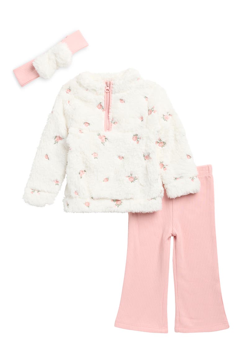 3-Piece Fleece Hoodie, Leggings & Headband Set, Main, color, POWDER PINK