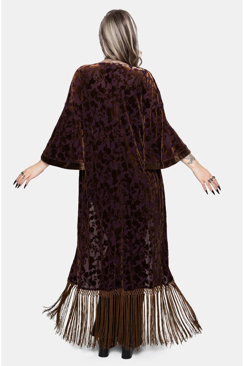 Sienna Devore Fringe Robe, Alternate, color, Orange