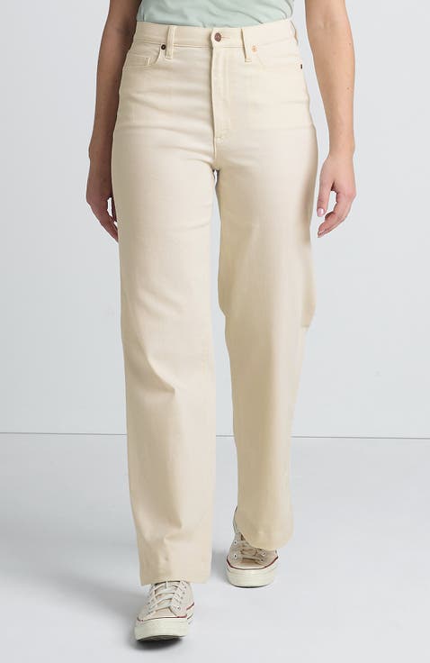 Soft Denim High Rise Wide Leg Embroidery Jeans