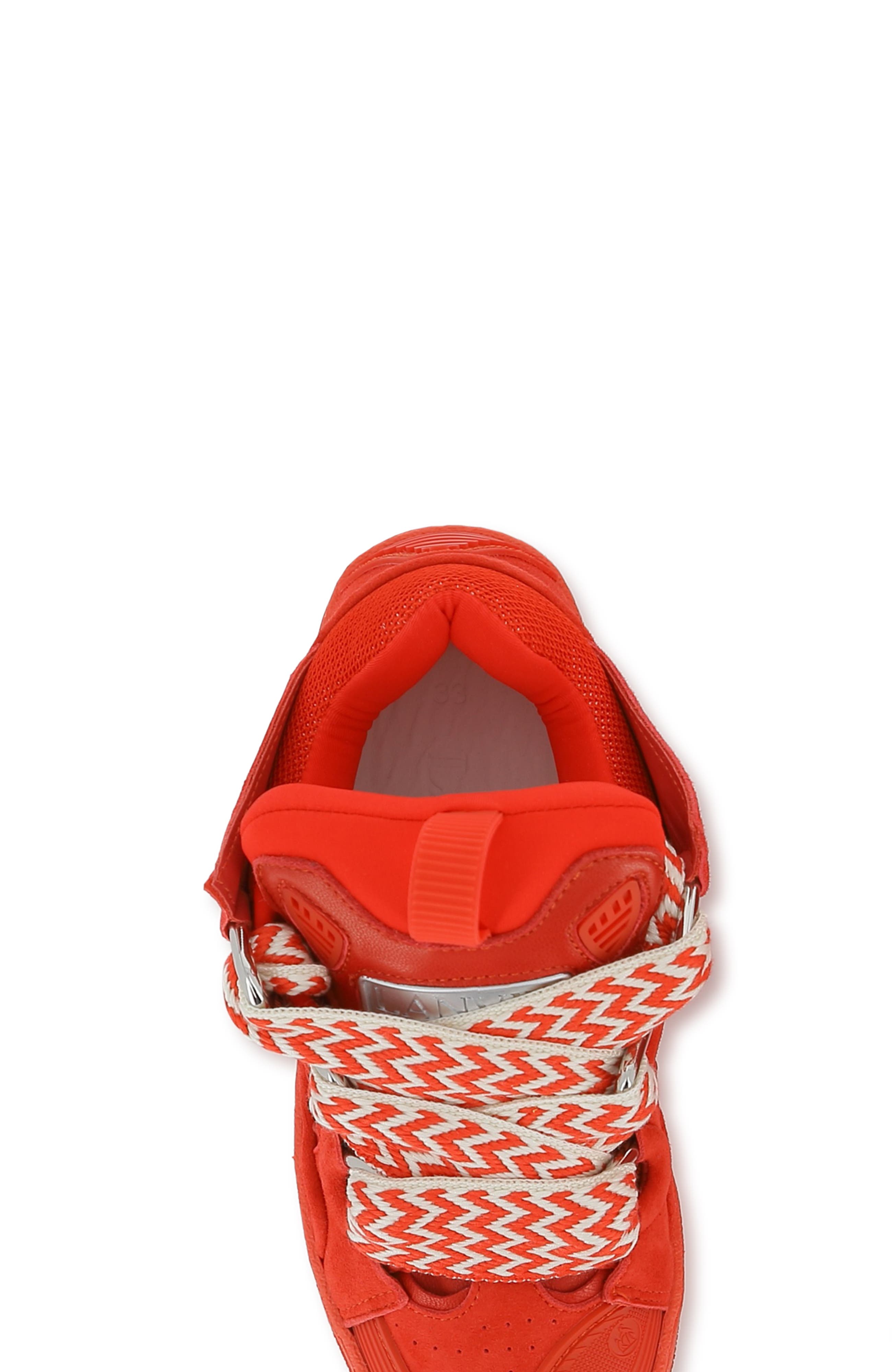 Lanvin Kids Curb Sneakers With Laces, Alternate, color, Red