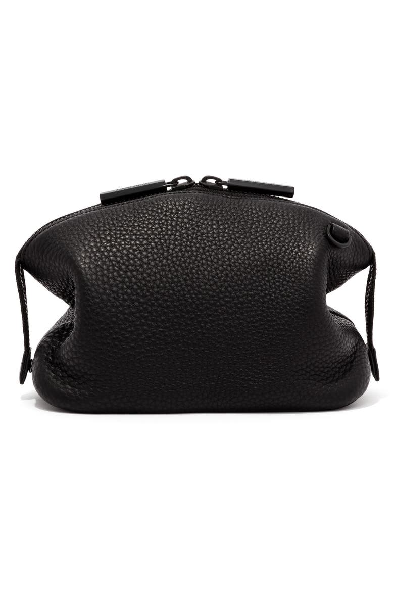 Large Lola Leather Cosmetics Pouch, Alternate, color, ONYX